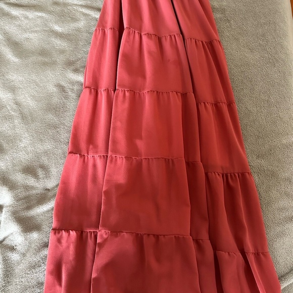 Pretty Garden Coral XS Tank Maxi Dress Vneck Tiered Buttons - Picture 2 of 8